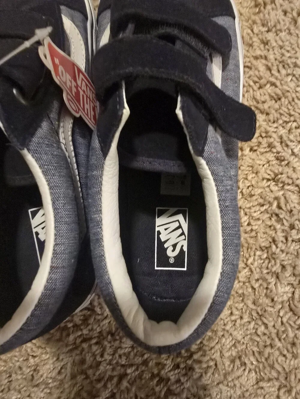 NWT Vans Kids Navy and White Velcro Old Skool Sneakers